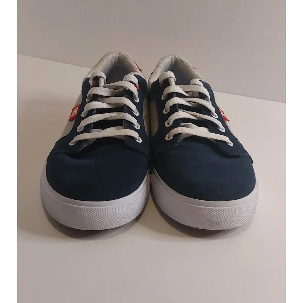 DC Shoes Mens Skate Sneakers Navy Grey Red Suede Canvas Low Top Low-Top